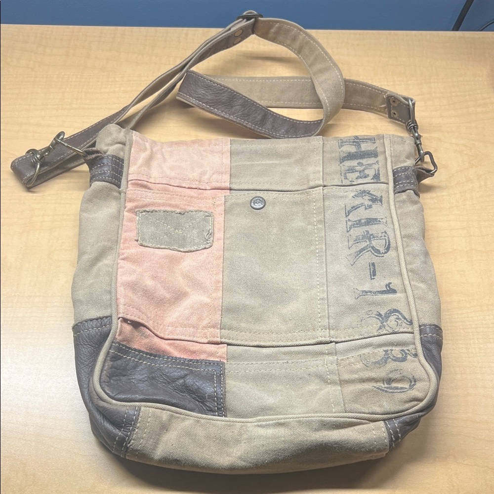 Casual Patchwork Shoulder Bag - Beige and Pink